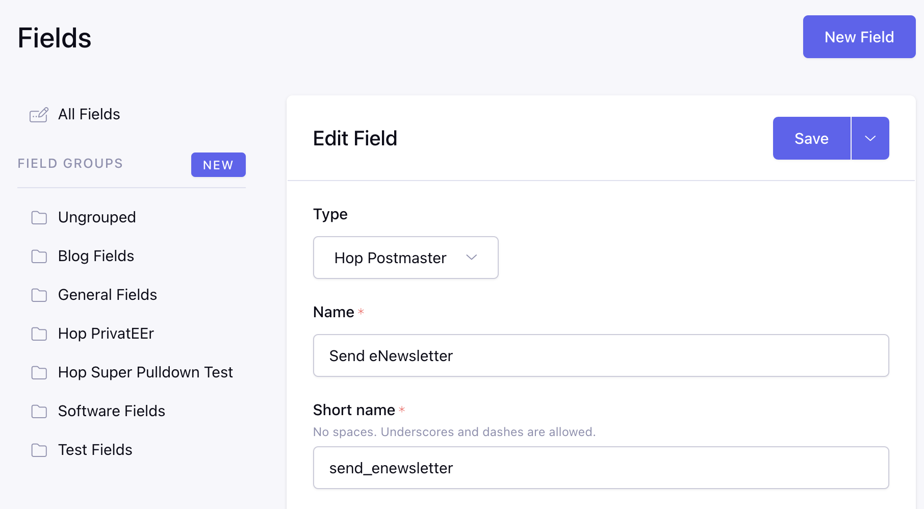 Create a Hop Postmaster field for use in any channel