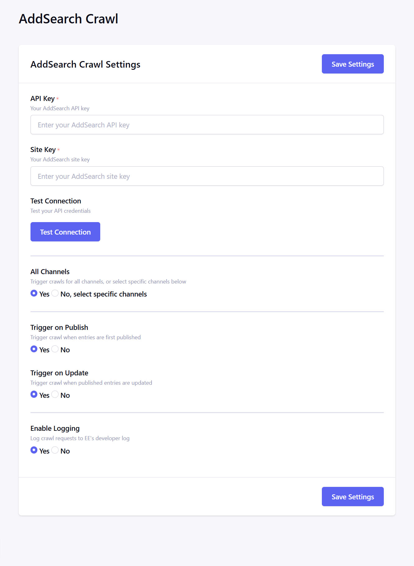 AddSearch Crawl Add-on Light Theme Blank