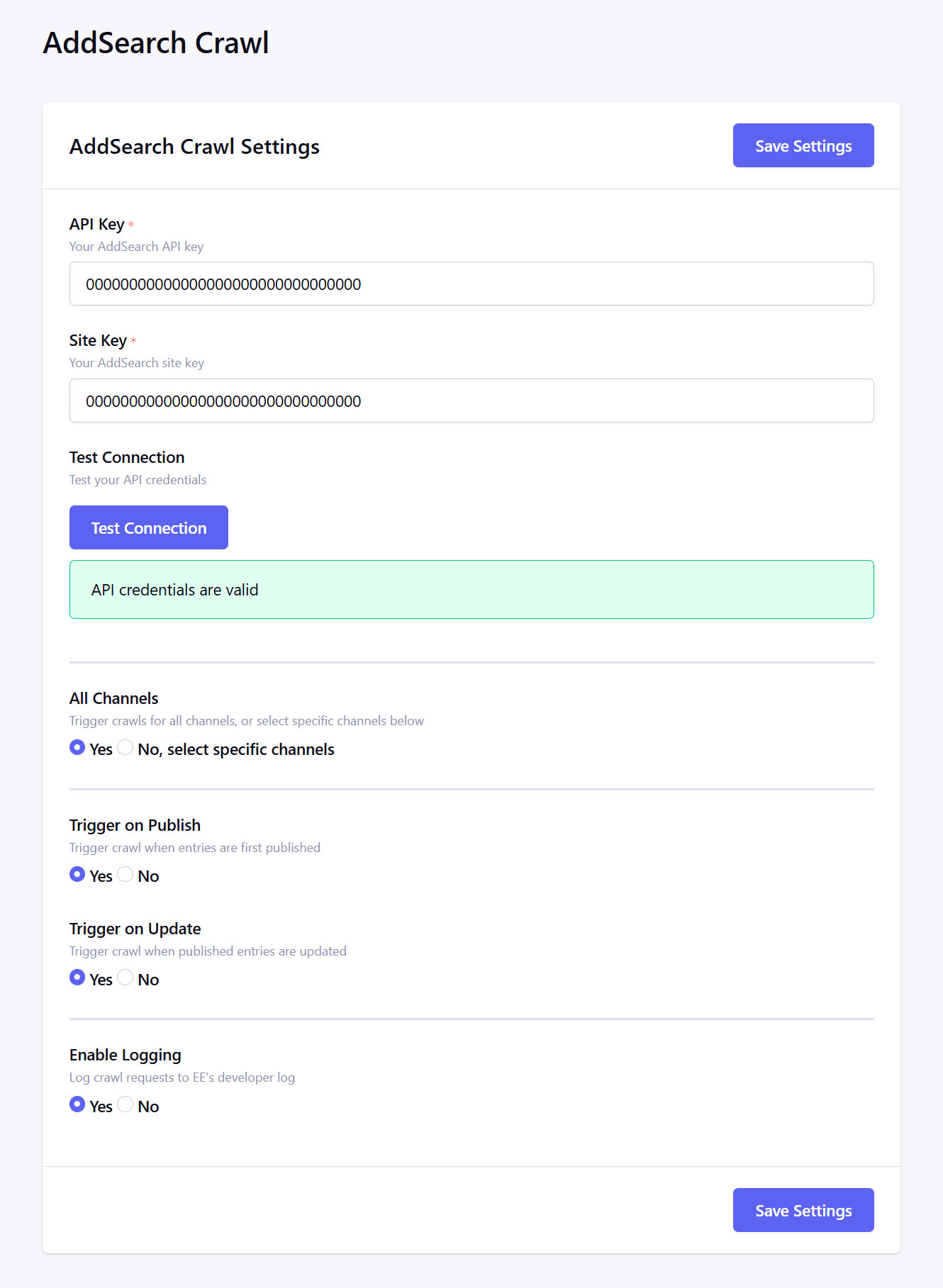 AddSearch Crawl Add-on Light Theme API Success