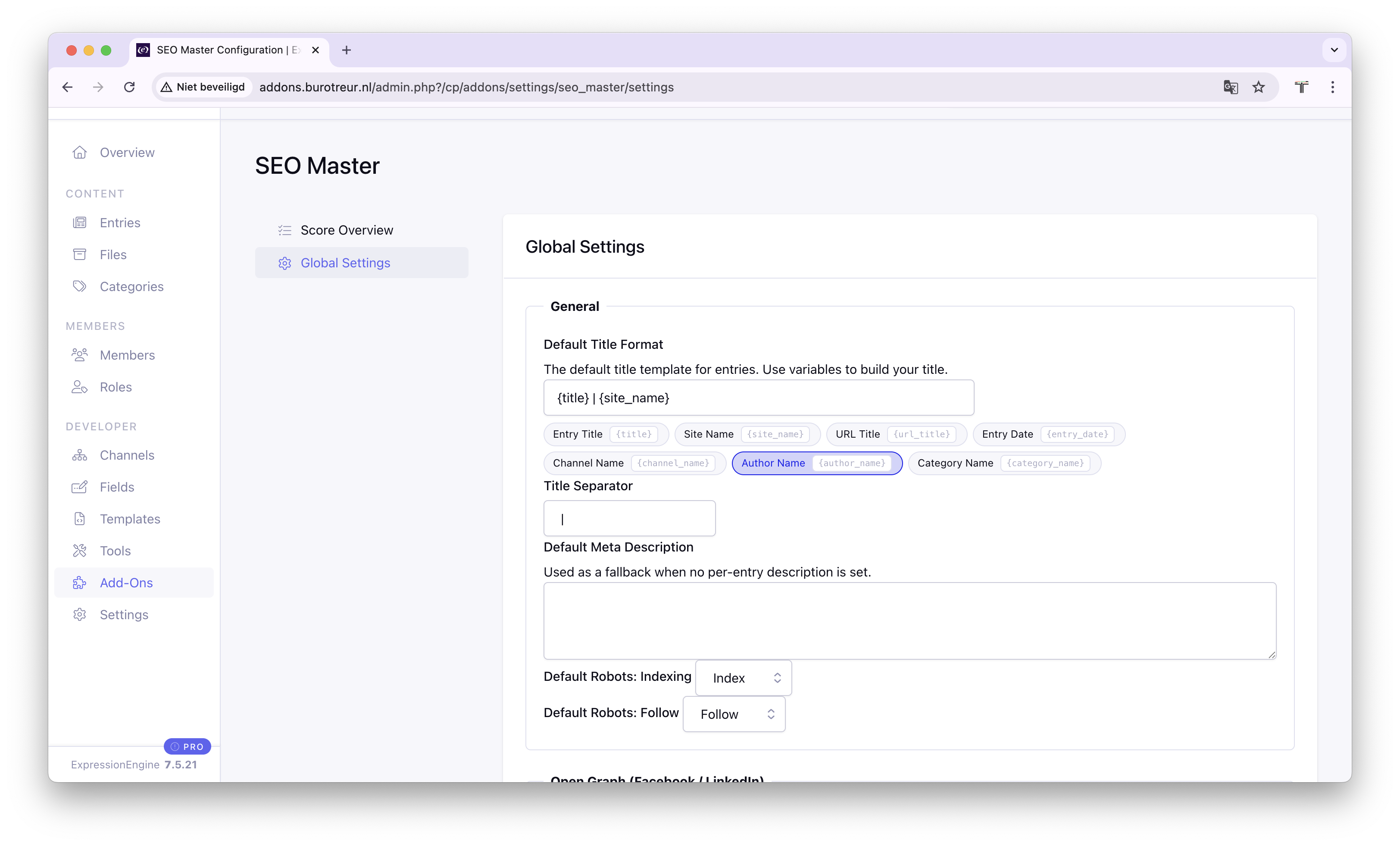 Global Settings with Variable Fields