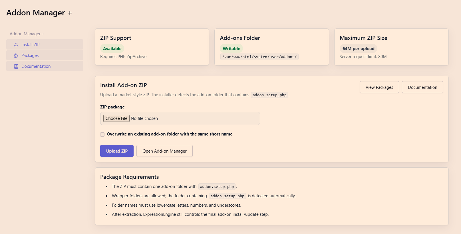 Addon Manager + | Add-ons | ExpressionEngine
