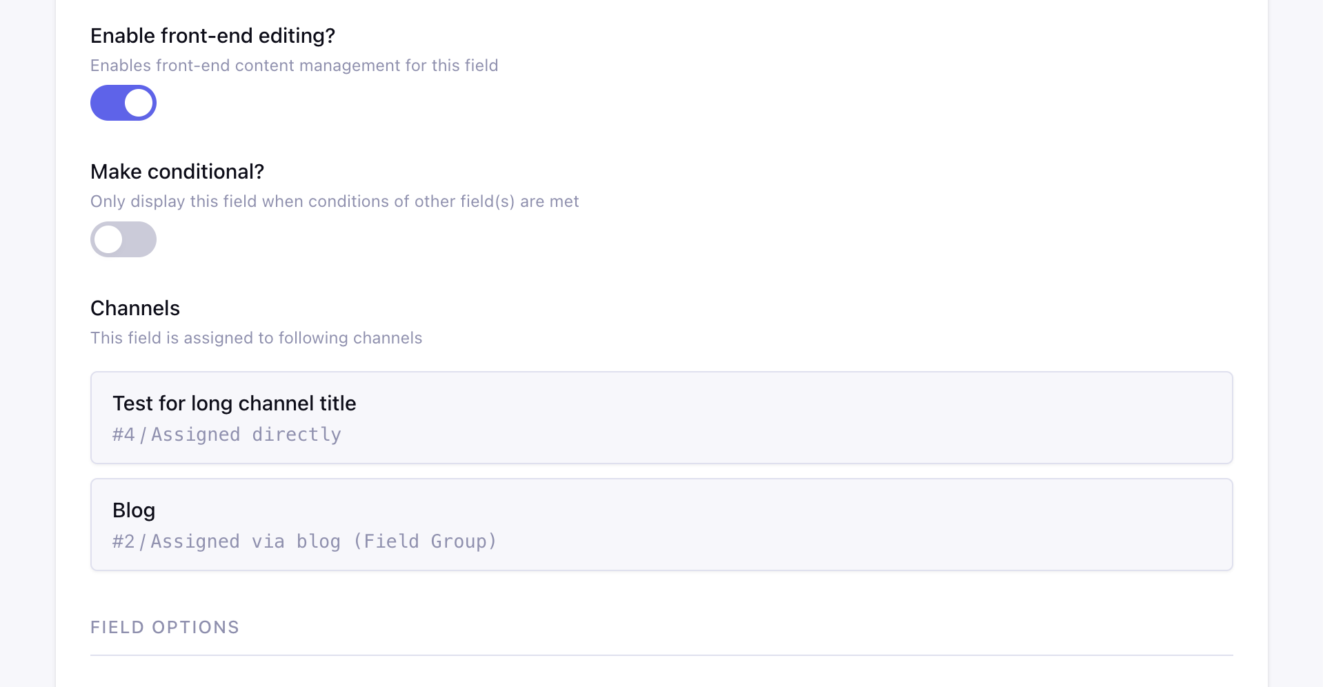 Channel Usage Visibility on Field Page | Features | ExpressionEngine